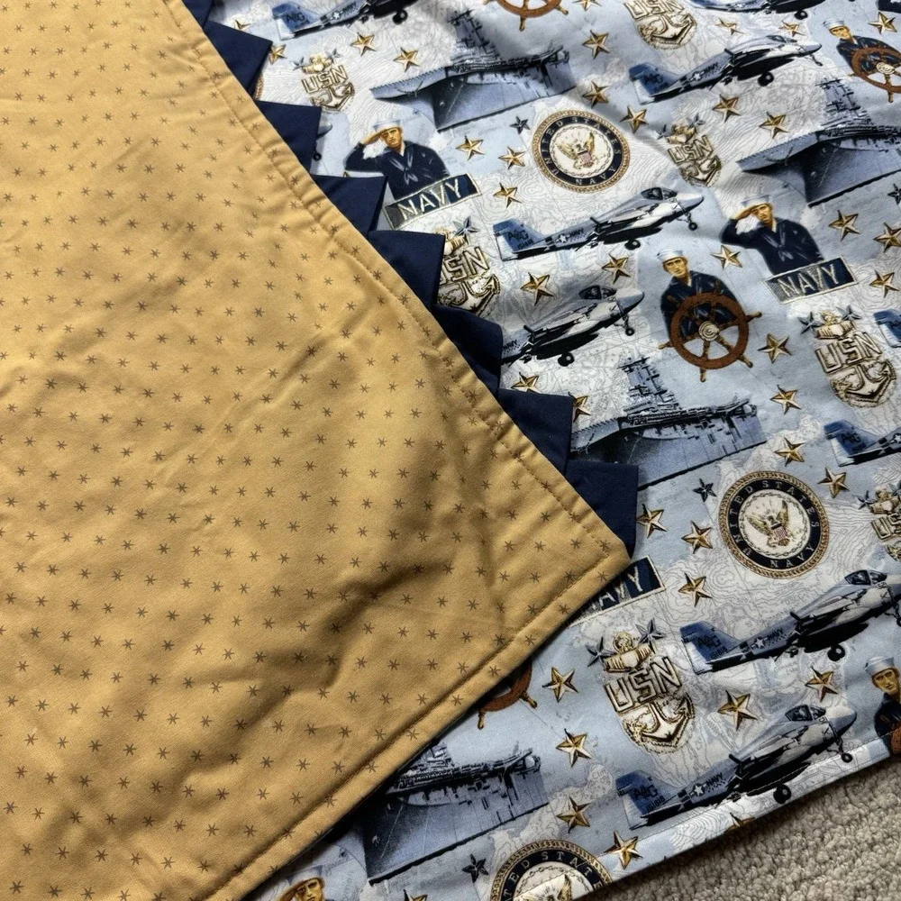 Handmade Single‎ Stitch U.S. Navy Throw